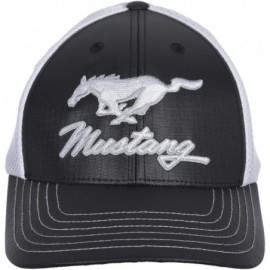 Baseball Caps Men's Ford Mustang Cap Adjustable Black & White Mesh Back Hat - CU195E66OSG $14.43