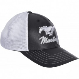 Baseball Caps Men's Ford Mustang Cap Adjustable Black & White Mesh Back Hat - CU195E66OSG $14.43