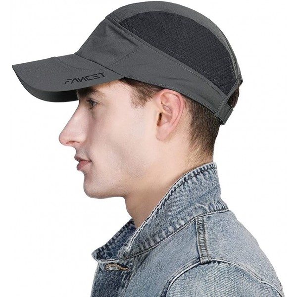 Baseball Caps Mens UPF50 Quick-Dry Baseball Cap Foldable Brim Free-Size Sun Hat Unisex - 00040_gray - CU18S87XY78 $14.72