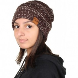 Skullies & Beanies Knit Beanie Trendy Warm Chunky Thick Soft Warm Winter Hat Beanie Skully - Brown/Beige - C7189LC47WU $22.88