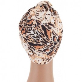 Skullies & Beanies Shiny Metallic Turban Cap Indian Pleated Headwrap Swami Hat Chemo Cap for Women - Leopard - CJ18Z2MIIIK $8.39