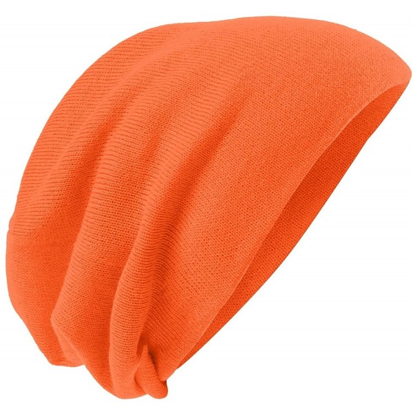 Skullies & Beanies Men's Slouch Beanie - Neon Orange - CW11QDS6EJL $13.11