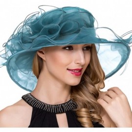 Sun Hats Womens Kentucky Derby Church Dress Fascinator Tea Party Wedding Hats S056 - S019-turquoise - CQ18D3UC7TS $36.83