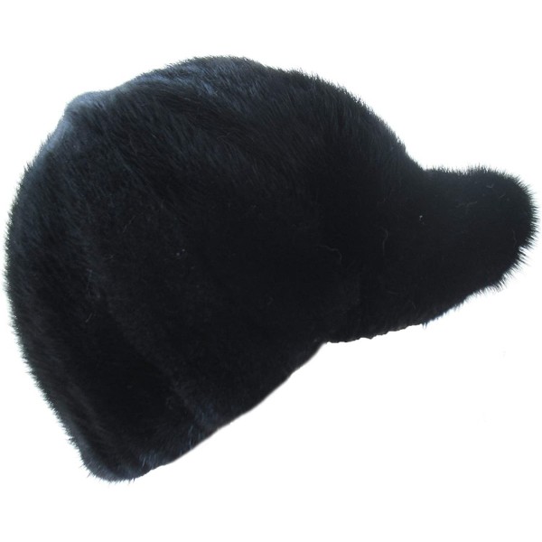 Newsboy Caps Real Mink Fur Hand-Made Hat Cap for Both Women and Men with Visor - Black - CN18N87E7QS $54.75