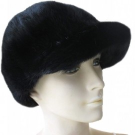Newsboy Caps Real Mink Fur Hand-Made Hat Cap for Both Women and Men with Visor - Black - CN18N87E7QS $54.75