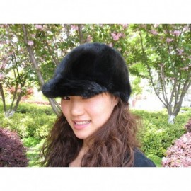 Newsboy Caps Real Mink Fur Hand-Made Hat Cap for Both Women and Men with Visor - Black - CN18N87E7QS $54.75