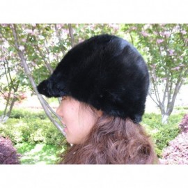 Newsboy Caps Real Mink Fur Hand-Made Hat Cap for Both Women and Men with Visor - Black - CN18N87E7QS $54.75