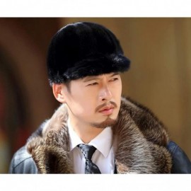 Newsboy Caps Real Mink Fur Hand-Made Hat Cap for Both Women and Men with Visor - Black - CN18N87E7QS $54.75