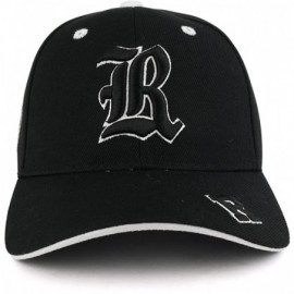 Baseball Caps Gothic Alphabet Letters 3D Monogram Embroidered Structured Baseball Cap - R - CI185S5MDTI $16.82