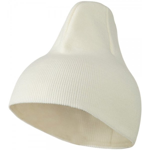 Skullies & Beanies 8 inch Acrylic Short Blank Beanie - White - CX11BKZVMVH $18.05