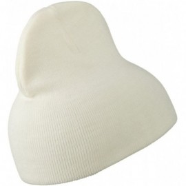 Skullies & Beanies 8 inch Acrylic Short Blank Beanie - White - CX11BKZVMVH $18.05