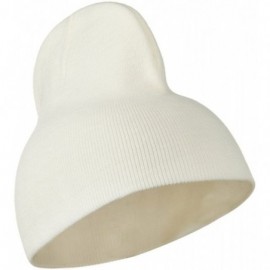 Skullies & Beanies 8 inch Acrylic Short Blank Beanie - White - CX11BKZVMVH $18.05