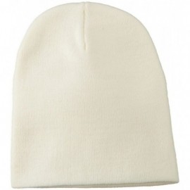 Skullies & Beanies 8 inch Acrylic Short Blank Beanie - White - CX11BKZVMVH $18.05