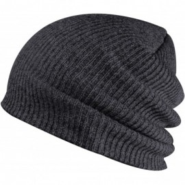 Skullies & Beanies Slouchy Winter Hats Knitted Beanie Caps Soft Warm Ski Hat - Dark Grey - CO12K49KGWF $9.01