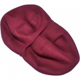 Berets Womens French Beret hat- Reversible Solid Color Cashmere Mosaic Warm Beret Cap for Girls - Burgundy - C718WEMR2S9 $15.49