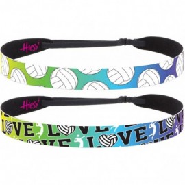 Headbands Cute Adjustable No Slip I Love Volleyball Headbands for Girls & Women - Volleyball Rainbow 2pk - CG188GKMN54 $15.72