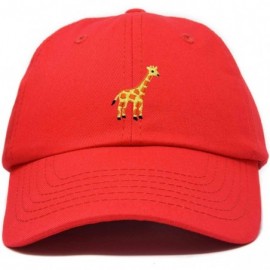 Baseball Caps Giraffe Baseball Cap Soft Cotton Dad Hat Custom Embroidered - Red - C718RE2YZUG $15.35