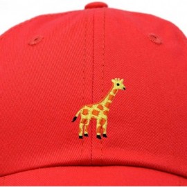 Baseball Caps Giraffe Baseball Cap Soft Cotton Dad Hat Custom Embroidered - Red - C718RE2YZUG $15.35