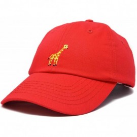 Baseball Caps Giraffe Baseball Cap Soft Cotton Dad Hat Custom Embroidered - Red - C718RE2YZUG $15.35