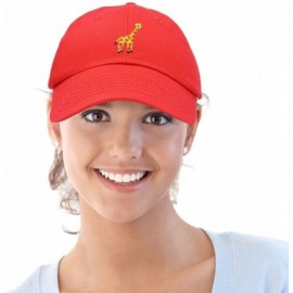 Baseball Caps Giraffe Baseball Cap Soft Cotton Dad Hat Custom Embroidered - Red - C718RE2YZUG $15.35