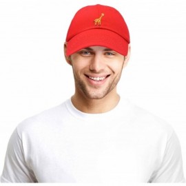 Baseball Caps Giraffe Baseball Cap Soft Cotton Dad Hat Custom Embroidered - Red - C718RE2YZUG $15.35