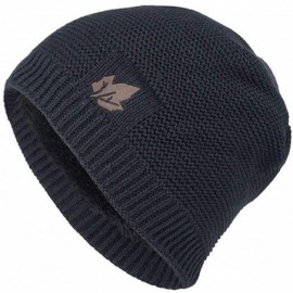 Skullies & Beanies Men Winter Skull Cap Beanie Large Knit Hat with Thick Fleece Lined Daily - C - Navy Blue - CF18ZD6S4YR $15.05
