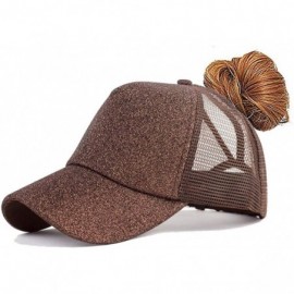 Baseball Caps Adjustable Ponytail Messy Buns Sequined Baseball Hat - Coffee - C618ORKOW9G $8.89