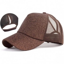 Baseball Caps Adjustable Ponytail Messy Buns Sequined Baseball Hat - Coffee - C618ORKOW9G $8.89