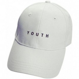 Baseball Caps Embroidery Letters Youth Cotton Unisex Baseball Cap Boys Girls Hat - White - CD12IFMIQH5 $16.45