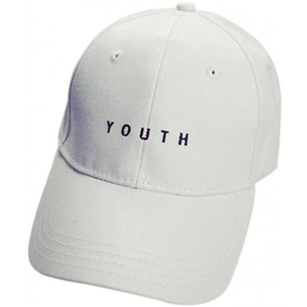 Baseball Caps Embroidery Letters Youth Cotton Unisex Baseball Cap Boys Girls Hat - White - CD12IFMIQH5 $11.04