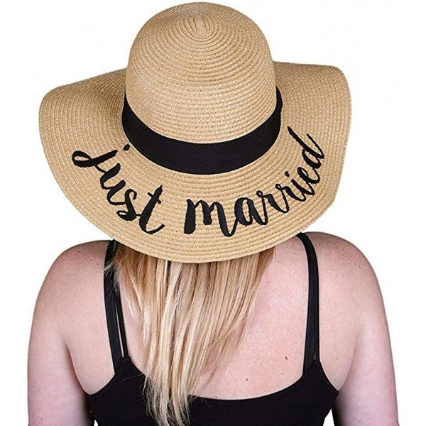 Sun Hats Embroidered Adjustable Floppy Travel HoneymoonFoldable - Just Married - CO19293N0NT $13.66