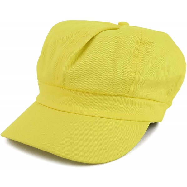 Newsboy Caps Women's Lightweight 100% Cotton Soft Fit Newsboy Cap with Elastic Back - Yellow - C012MZEOW51 $15.70