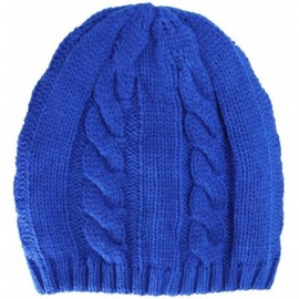 Skullies & Beanies Cable Knit 3 Piece Beanie Hat Texting Gloves & Matching Scarf Set - Royal Blue - CH127O6JUOB $28.13