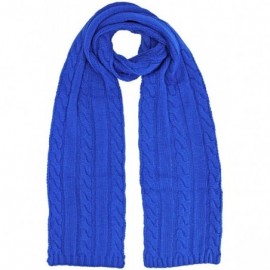 Skullies & Beanies Cable Knit 3 Piece Beanie Hat Texting Gloves & Matching Scarf Set - Royal Blue - CH127O6JUOB $28.13