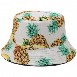 Bucket Hats Banana Print Bucket Hat Fruit Pattern Fisherman Hats Summer Reversible Packable Cap - Pineapple White - CG19499Q0...