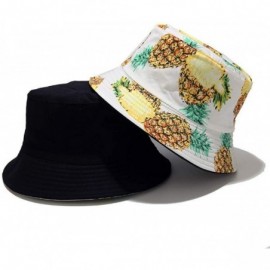 Bucket Hats Banana Print Bucket Hat Fruit Pattern Fisherman Hats Summer Reversible Packable Cap - Pineapple White - CG19499Q0...