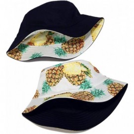 Bucket Hats Banana Print Bucket Hat Fruit Pattern Fisherman Hats Summer Reversible Packable Cap - Pineapple White - CG19499Q0...