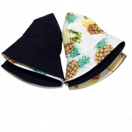 Bucket Hats Banana Print Bucket Hat Fruit Pattern Fisherman Hats Summer Reversible Packable Cap - Pineapple White - CG19499Q0...