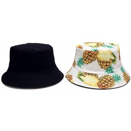 Bucket Hats Banana Print Bucket Hat Fruit Pattern Fisherman Hats Summer Reversible Packable Cap - Pineapple White - CG19499Q0...