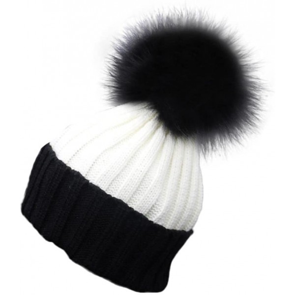 Skullies & Beanies Christmas Gift- 1PC Women Crochet Hat Fur Wool Knit Beanie Raccoon Warm Cap (Black) - Black - CF12O6403G7 ...