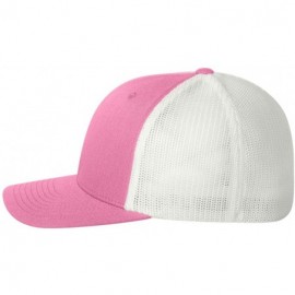 Baseball Caps Men's Two-Tone Stretch Mesh Fitted Cap - Pink/ White - C211664I1JN $14.36