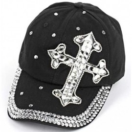 Baseball Caps Adjustable Cross Hat Womens Ladies Bling Rhinestone Cap - Side - CI195XTZQ2E $36.47