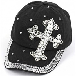 Baseball Caps Adjustable Cross Hat Womens Ladies Bling Rhinestone Cap - Side - CI195XTZQ2E $22.73