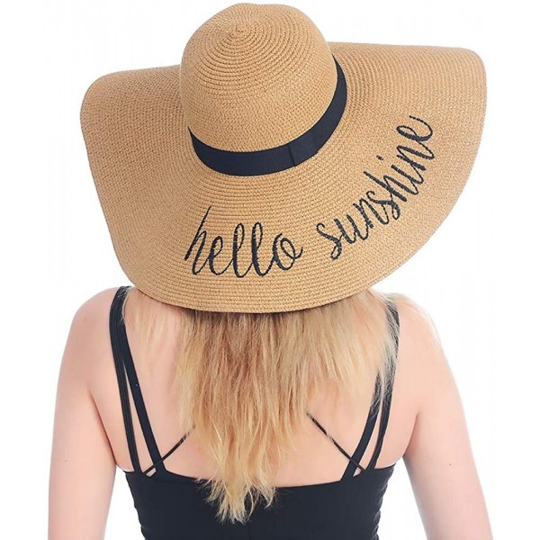 Sun Hats Womens Beach Straw Hat UPF 50 Wide Brim Sun Blocking Hat Foldable Summer Hat for Travel Floppy Sun Hat Women - CD18U...