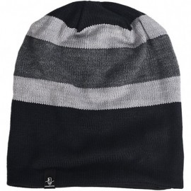 Skullies & Beanies Slouchy Knitted Baggy Beanie Hat Crochet Stripe Summer Dread Caps Oversized for Men-B318 - B308-black - C9...