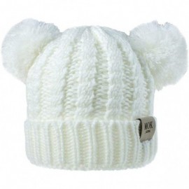 Skullies & Beanies Baby Beanie Hat Pom Pom Ears Knitted Basic Soft Beanie Baby Winter Hats for 2019 Warm Winter - White - CB1...