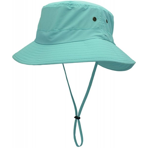 Bucket Hats Outdoor Sun Hats with Wind Lanyard Bucket Hat Fishing Cap Boonie for Men/Women/Kids - Light Blue 2 - C017YLZCONG ...