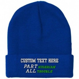 Skullies & Beanies Custom Beanie for Men & Women Part Nigerian All Trouble Embroidery Skull Cap Hat - Royal Blue - CT18ZWOW38...