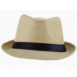 Fedoras Women Men Wheat Fedora Trilby Gangste Summer Beach Sun Straw Panama Hat - CH11J3I7JC9 $9.96