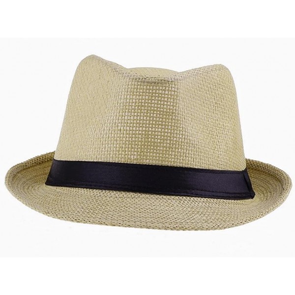 Women Men Wheat Fedora Trilby Gangste Summer Beach Sun Straw Panama Hat ...